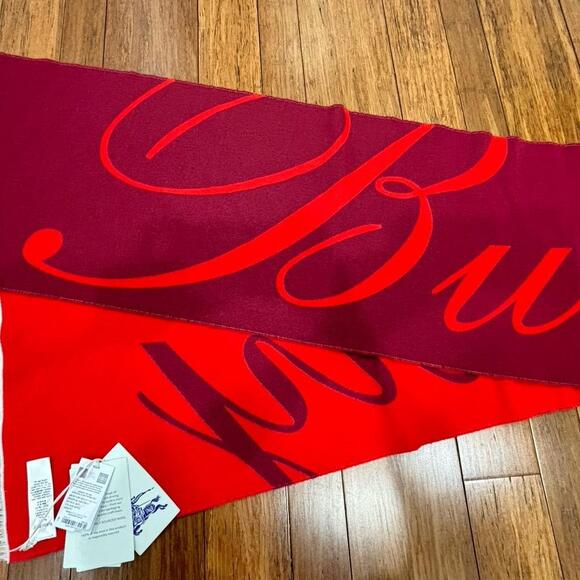 Burberry Logo Jacquard Wool Silk Scarf - Picture 1 of 7